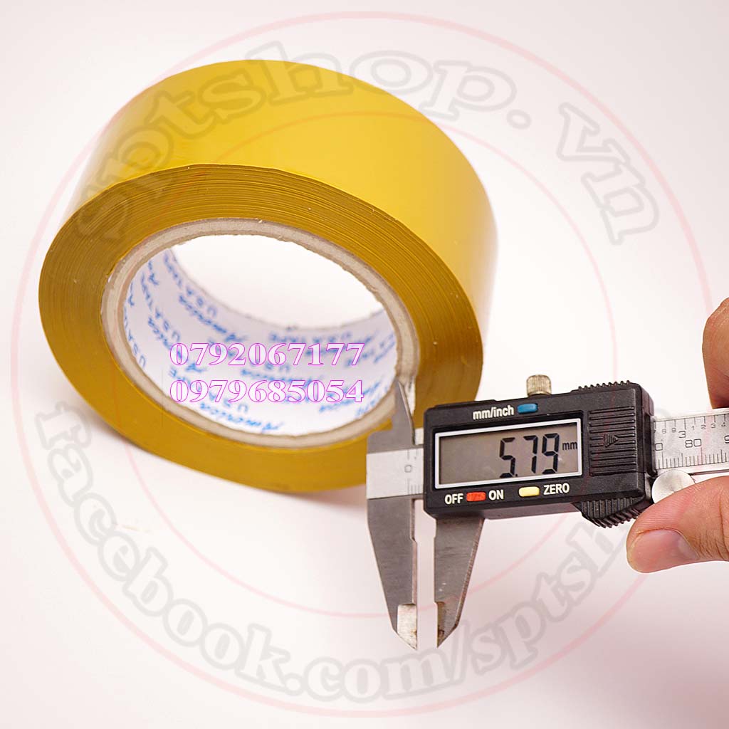 Băng keo 200 yard loại cây 2kg, băng dính đóng hàng màu vàng đục
