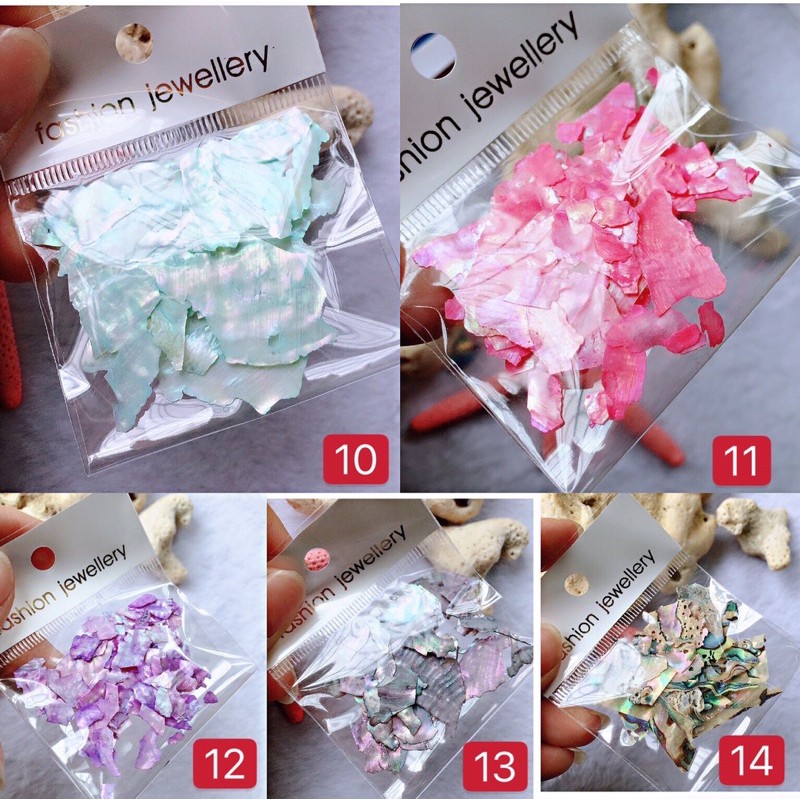 Xà cừ vân gỗ siêu mỏng trang trí nail 14 màu