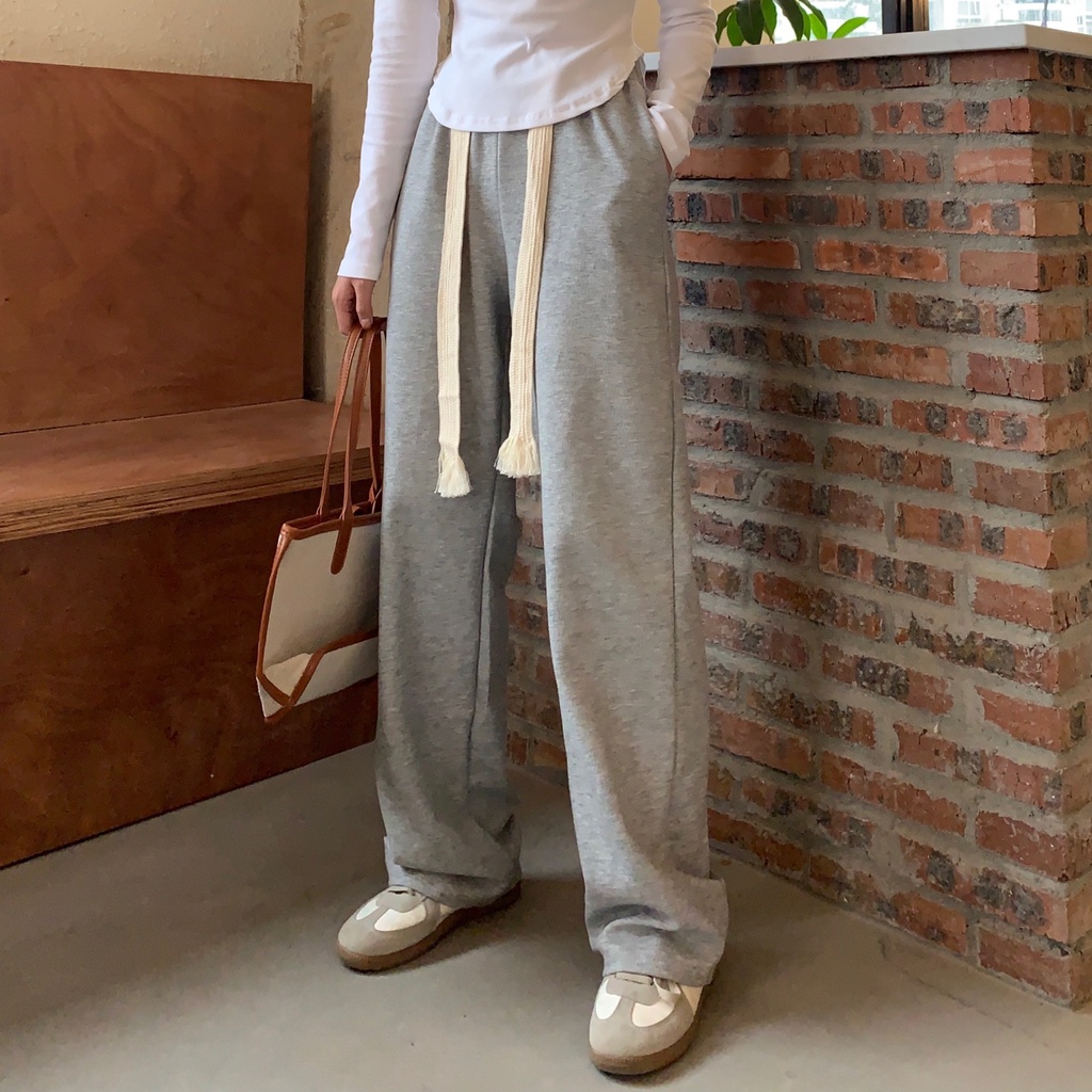 Quần Âu 176481Quần Dài Ống Rộng Lưng Cao Phong Cách Hàn Quốc Cá Tính