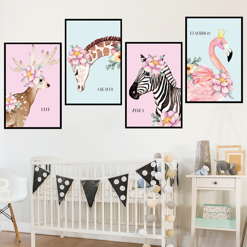 Decal dán tường Sticker dán tường in chất lượng cao có keo mặt sau mẫu Các con thú phong cách Vintage ZH56