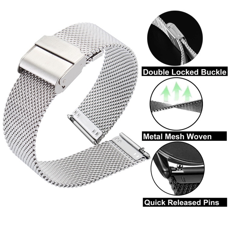 Dây Đeo Đồng Hồ Bằng Thép Không Gỉ Rộng 12mm 14mm 16mm 18mm 19mm 20mm 21mm 22mm 23mm 24mm