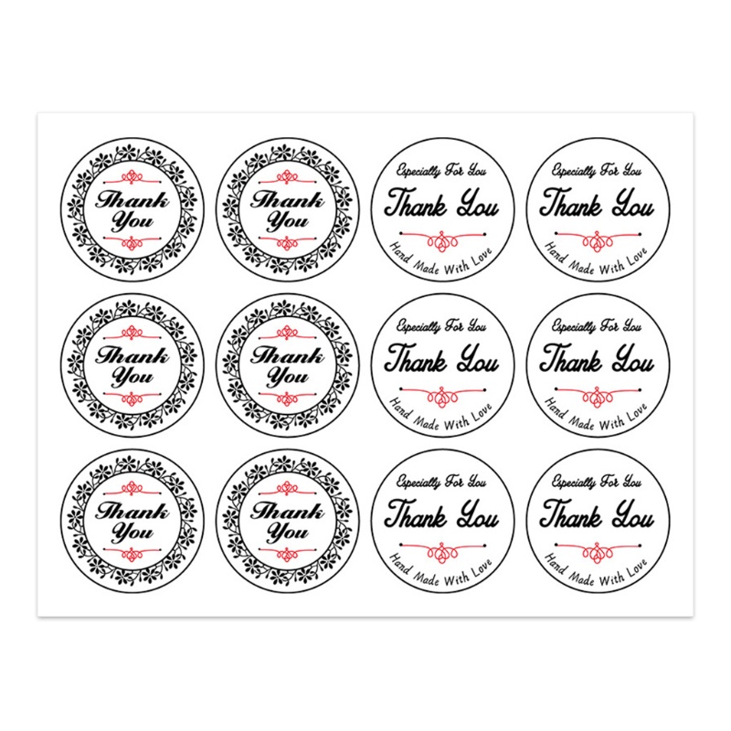 Set 60 Tờ 720 Miếng Dán Hình Tròn In Chữ Thank You Nhiều Màu Sắc Trang Trí Phong Bì