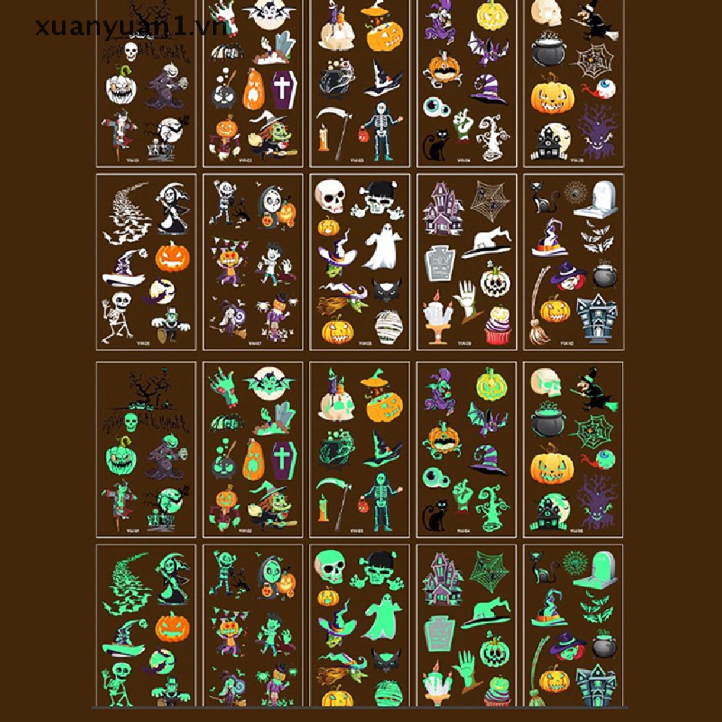 Set 10 Hình Xăm Dán Phát Quang Chống Nước Phong Cách Halloween Độc Đáo