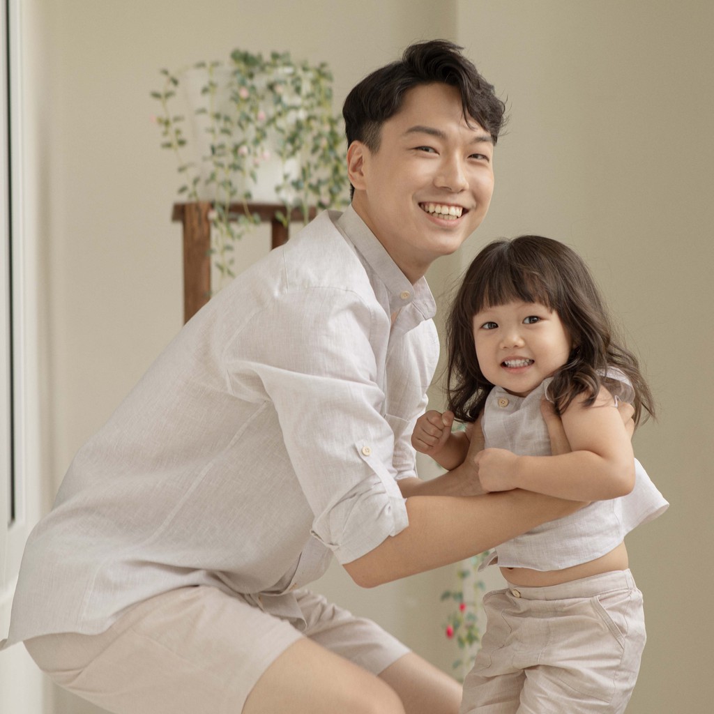 [100% LINEN CAO CẤP] Áo Sơ Mi Linen NAM/NỮ Màu Xám Trắng/Be UNISEX