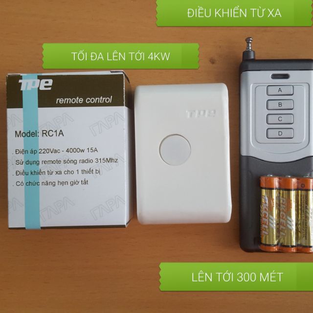 Công tắc điều khiển từ xa 4000W RC1A TPE bằng remote 300 mét