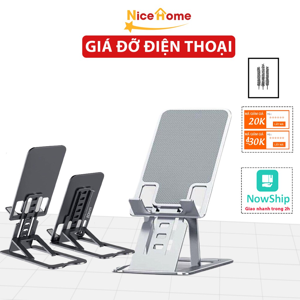 Giá đỡ điện thoại giá đỡ máy tính bảng để bàn bằng hợp kim nhôm có thể gấp gọn giao màu ngẫu nhiên