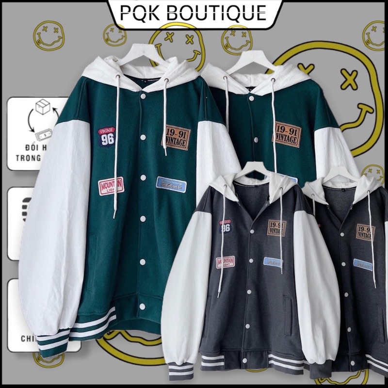 Áo Khoác Bóng Chày Có Nón Xanh Két 1991 VINTAGE - pqk boutique
