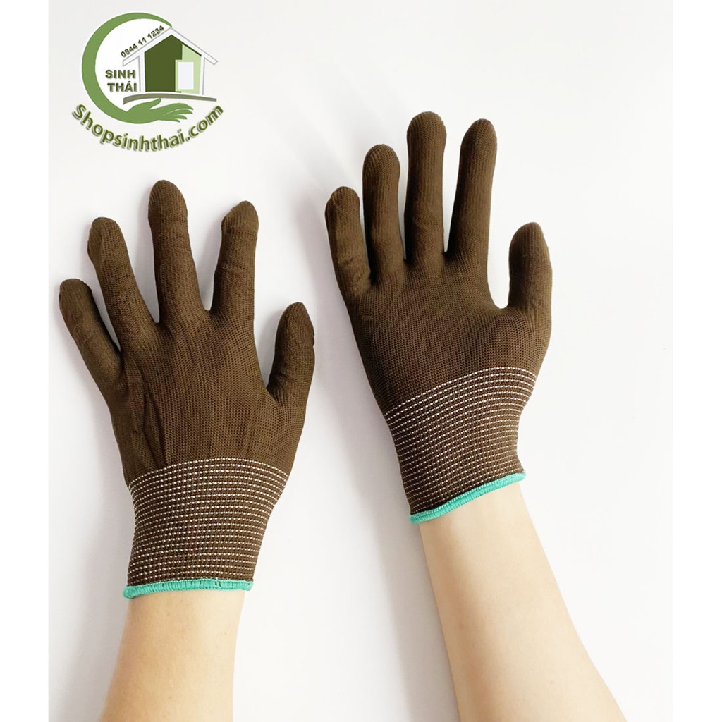 Găng tay thun co giãn làm việc, bao tay làm vườn, sửa chữa, dọn dẹp -  Thun trơn màu nâu
