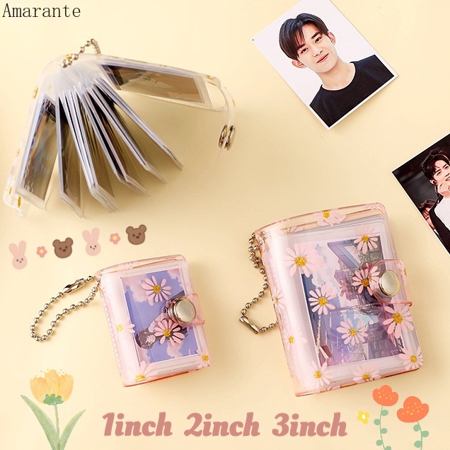 Album Ảnh 1 Inch 2 Inch 3 Inch Trong Suốt Họa Tiết Hoa Cúc Kèm Móc Khóa