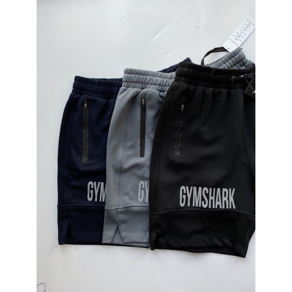 Quần short tập gym Gymshark logo phản quang, khóa chống nước - Quần đùi thể thao cao cấp - BB Sports