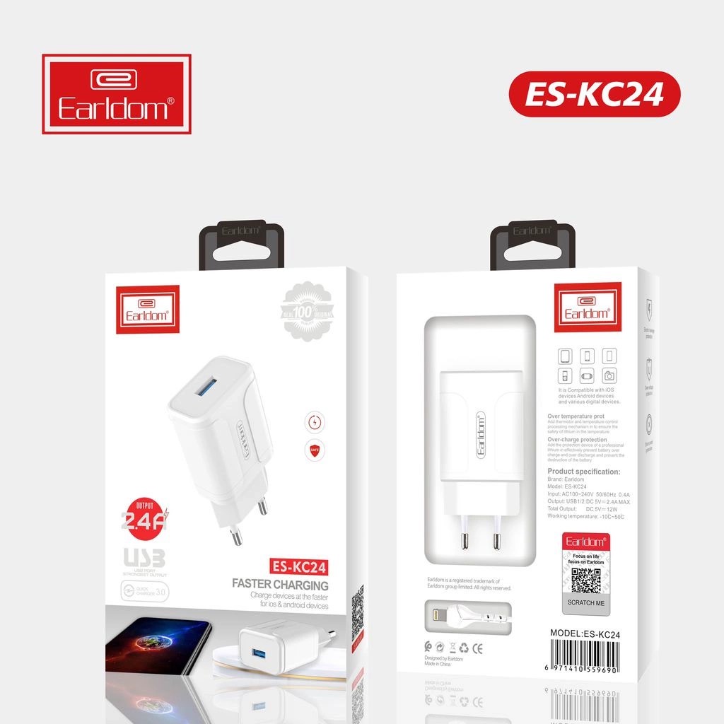 Sạc Nhanh Earldom 18W ES - KC24 Chính Hãng Bảo Hành 1 Năm
