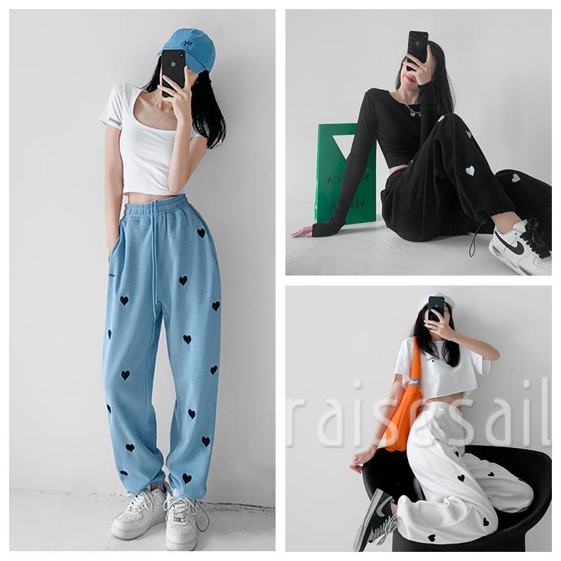 RS quần ống rộng In Họa Tiết Trái Tim Thời Trang Dành Cho Nữ