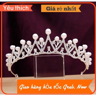 Vương Miện Cô Dâu đính hạt trai màu trắng