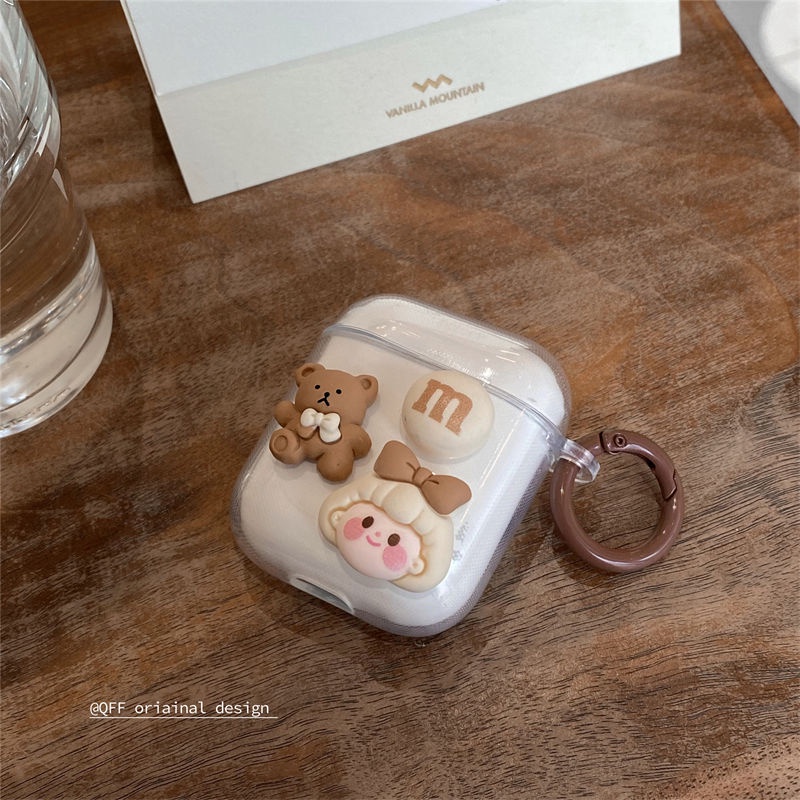 Vỏ bao đựng tai nghe airpodbảo vệ bao đựng tai nghe không dây bluetooth 1/2/Pro/i12/i9/i7 gắn charm xinh xắn