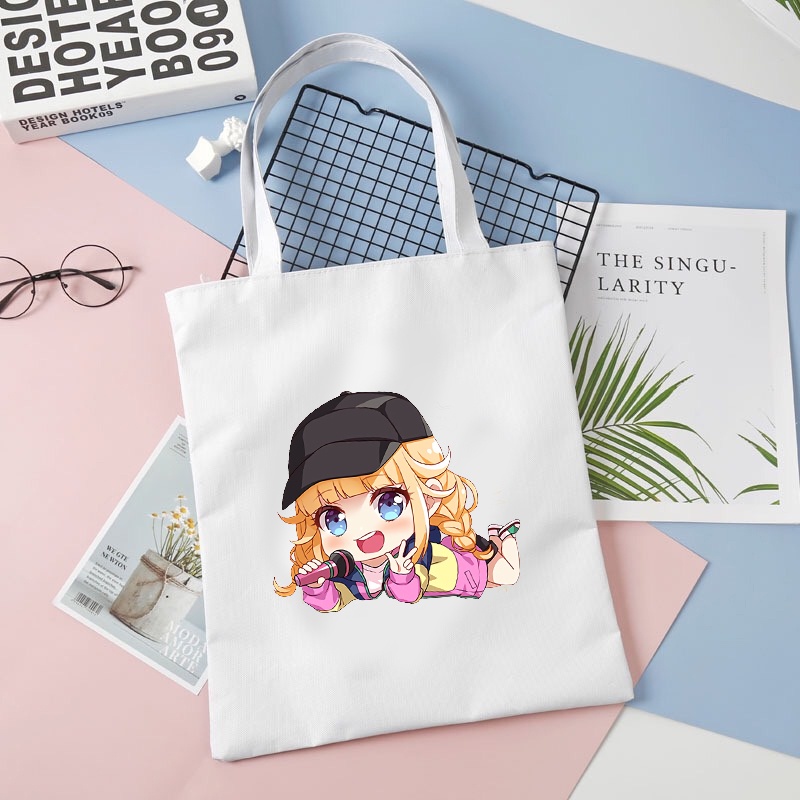 Túi tote vải đen trắng đeo vai IN HÌNH KHỔNG MINH THÍCH ĐI QUẨY anime chibi phong cách cá tính