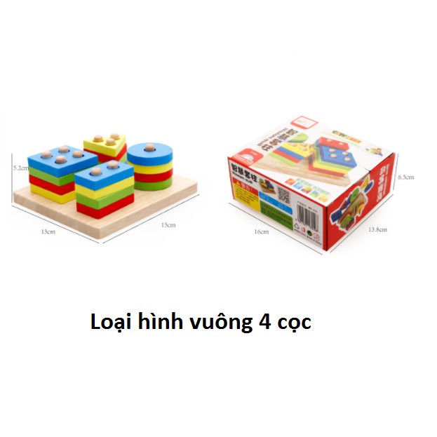 Đồ Chơi Xếp Hình Vào Trụ Bằng Gỗ Cao Cấp Cho Bé