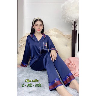 Bộ lụa satin Tay dài Quần dài có size (hình chụp thật 100%)