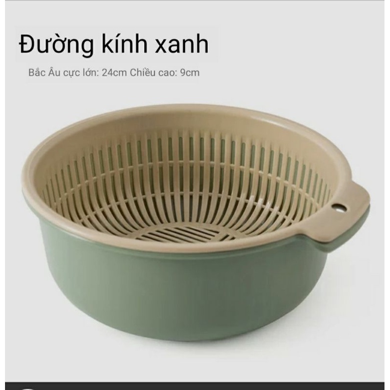 [Rổ thoát nước hai lớp dày cực lớn] Rổ rửa rau nhà bếp, giỏ đựng trái cây, giỏ đựng nước hai lớp tròn