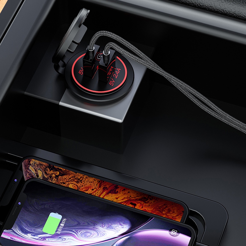 Cục Sạc Nhanh USB Kép 4.2A Có Công Tắc Với Hai Cổng USB Chống Nước Cho Xe Máy 12-24v