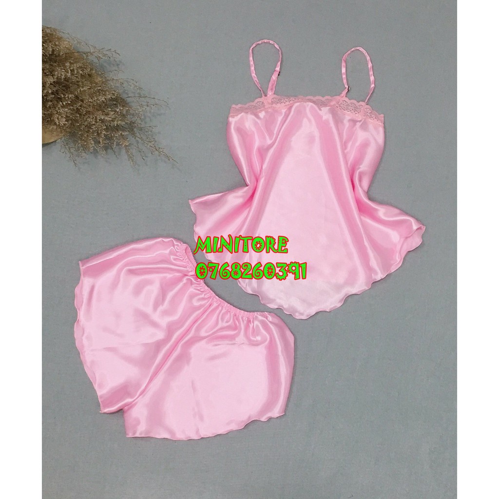 Đồ bộ ngủ nữ, Đồ ngủ sexy [ FREESHIP ] chất vải phi lụa, không mút, hai dây phối ren, mịn mịn, quyến rủ size 48--55kg