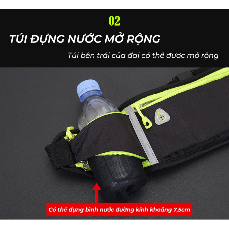 Túi Đeo Hông Chạy Bộ Phản Quang Chống Nước,Đựng Điện Thoại,Chai Nước Cao Cấp Đại Nam Sport