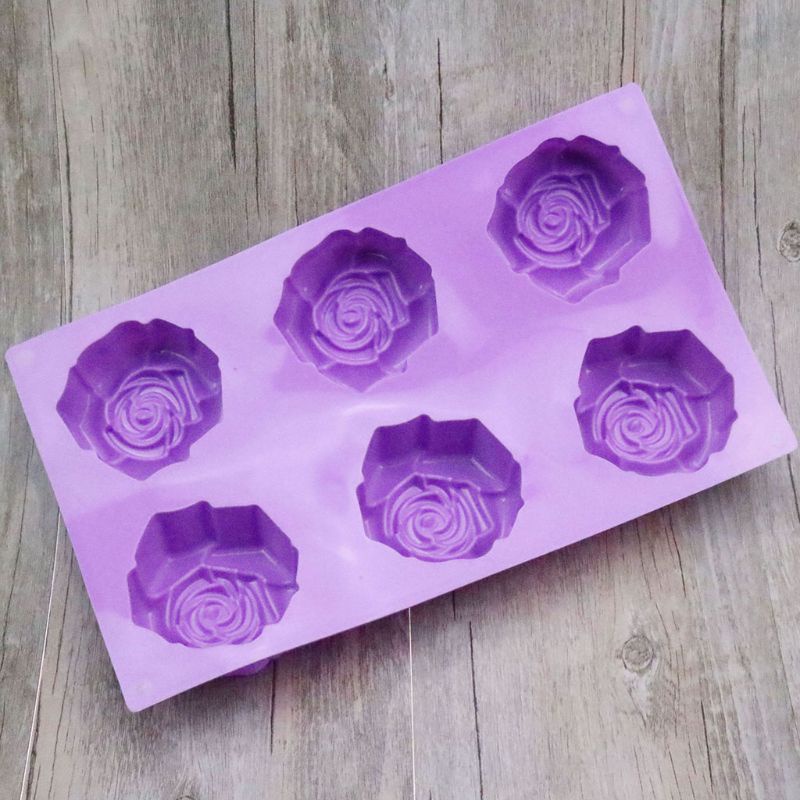 Khuôn Silicone Tạo Hình Làm Bánh Kẹo Hình Hoa Hồng 6 Lỗ DIY