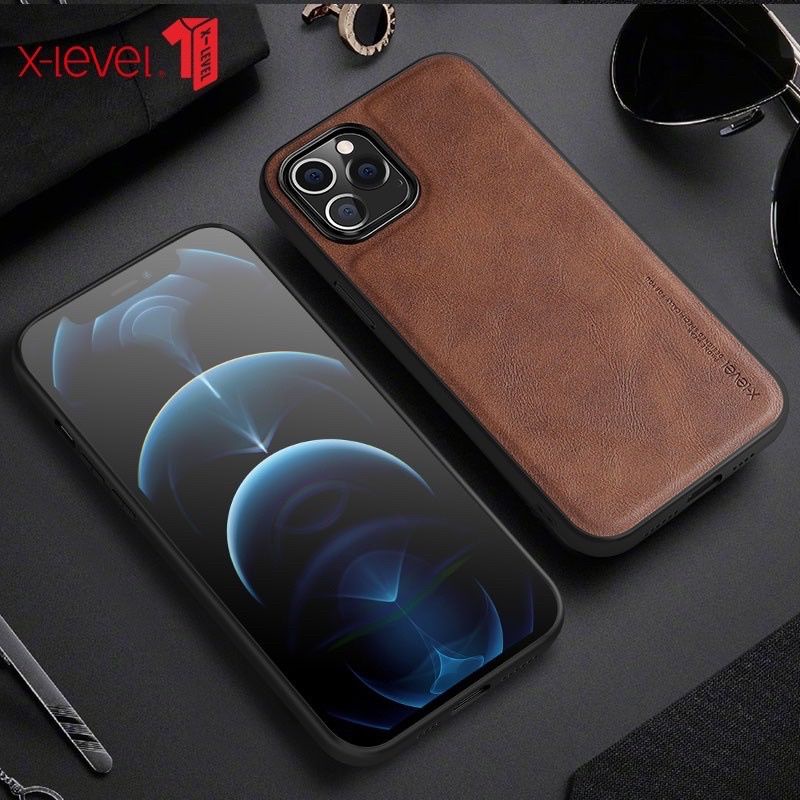 Ốp lưng X-Level da cho iPhone 14, 14 Pro, 14 Max, 14 Pro Max viền dẻo chống sốc cao cấp
