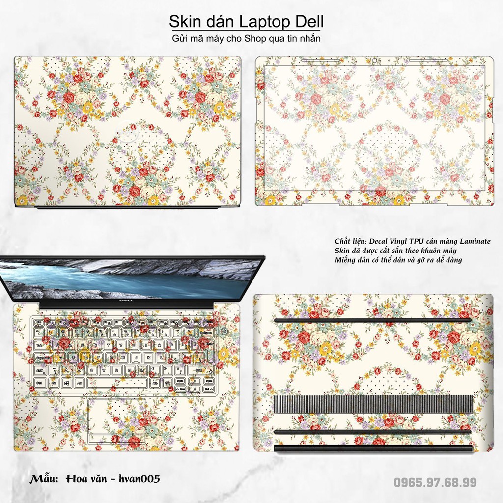 Skin dán Laptop Dell in hình Hoa văn (inbox mã máy cho Shop)