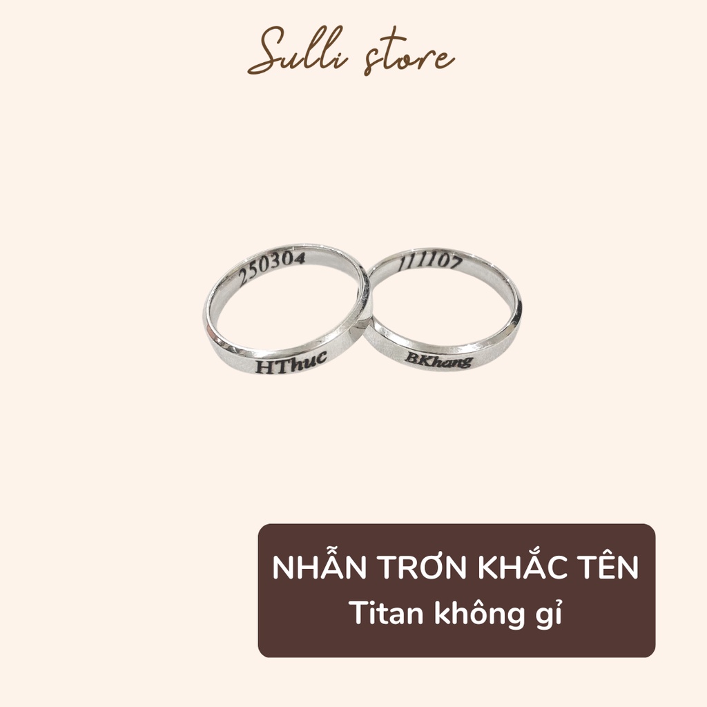 Nhẫn cặp đôi KHẮC TÊN TITAN KHÔNG RỈ (giá 1 chiếc)