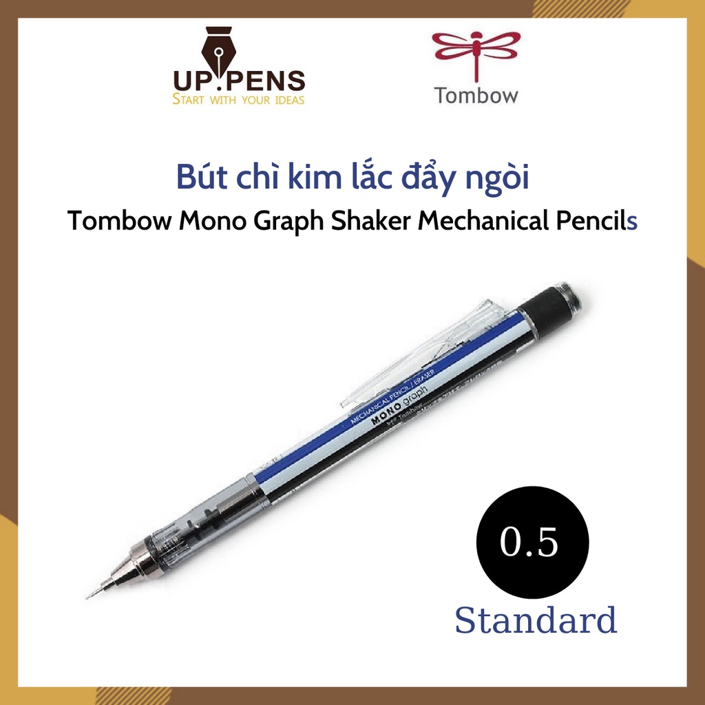 Bút chì bấm kim lắc đẩy ngòi Tombow Mono Graph Shaker Mechanical Pencil – 0.5mm – Mono Standard