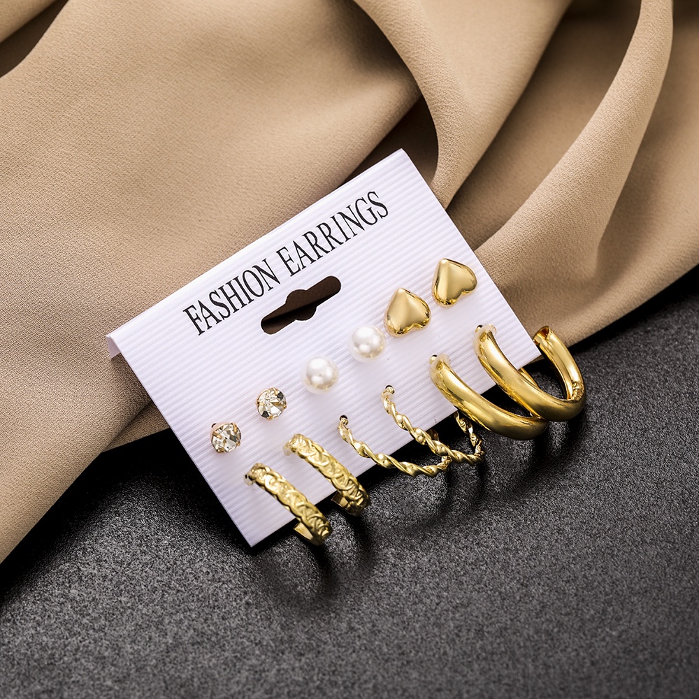 Set 6 đôi khuyên tai phong cách Hàn Quốc xinh xắn dành cho nữ