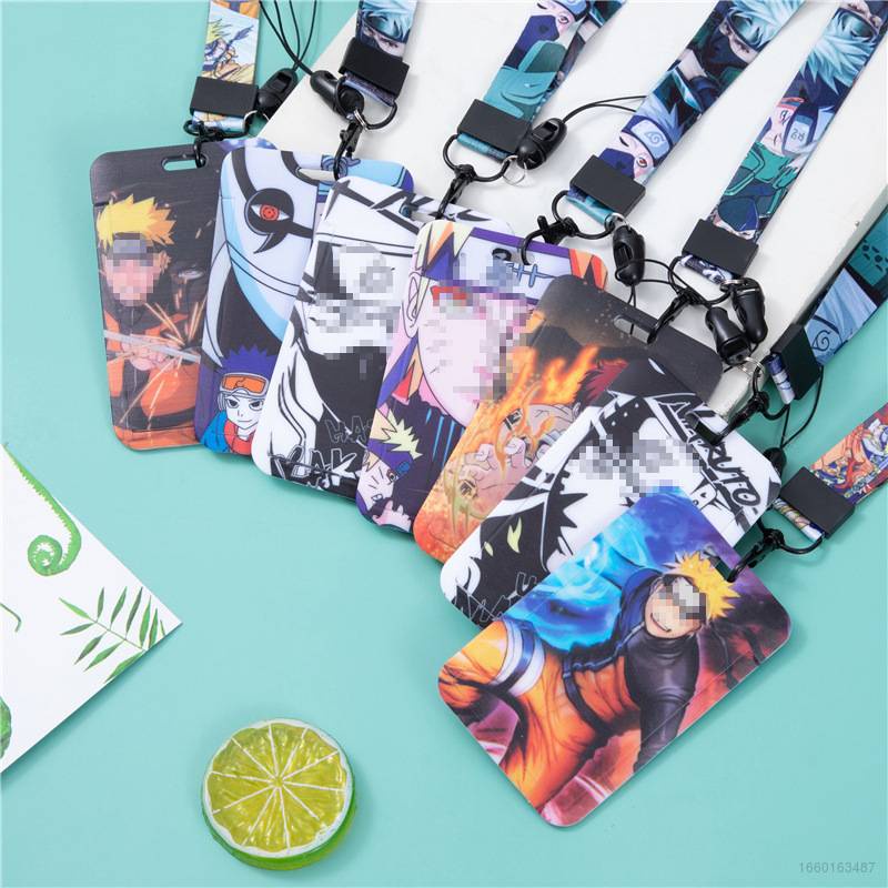 Dây Đeo Thẻ Bằng PU Cứng Họa Tiết Hoạt Hình Naruto Sasuke Cho Học Sinh