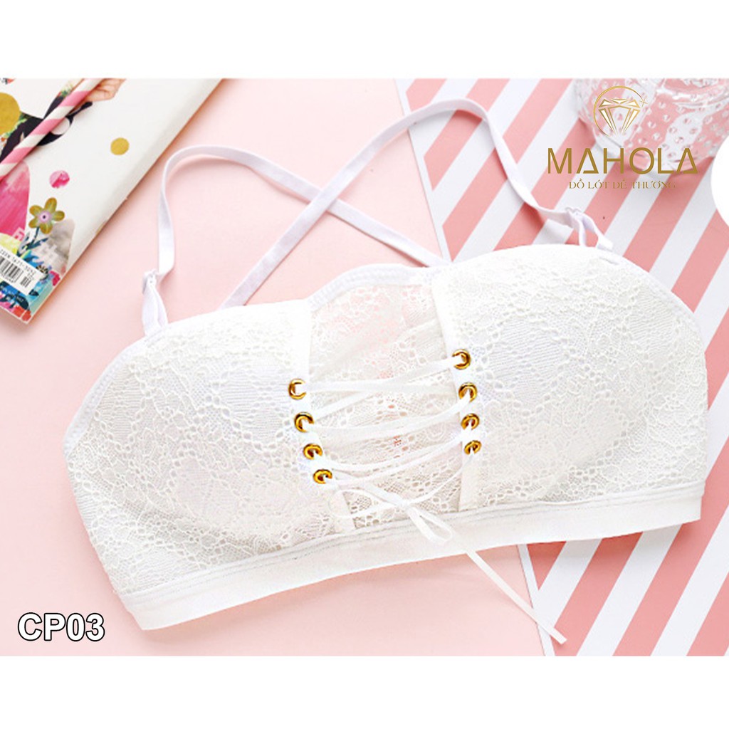 Áo Lót Cúp Ngang Mút Bàn Tay Siêu Nâng Ngực Phối Ren Mahola CP03