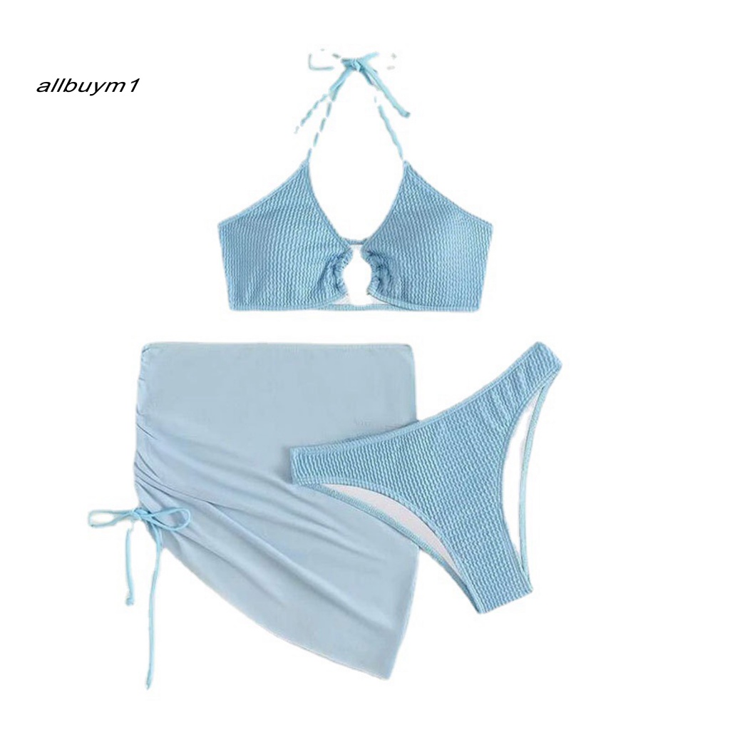 Bộ Bikini Cột Dây Cổ Yếm Dáng Ôm Thời Trang Mùa Hè Quyến Rũ Cho Nữ