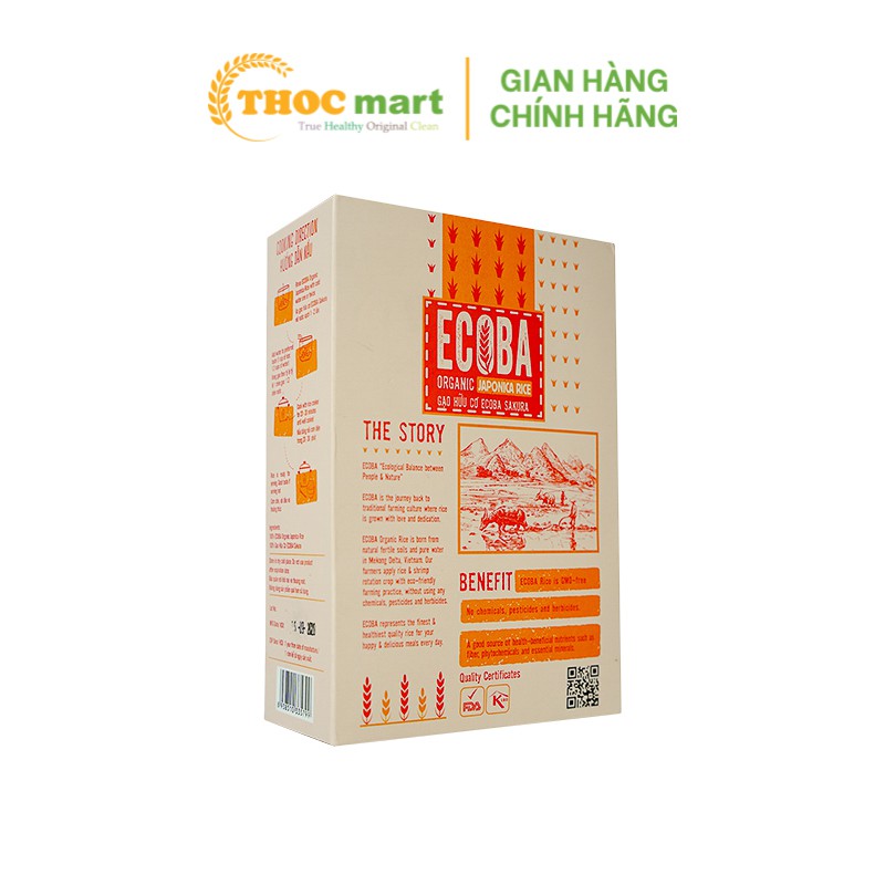 Gạo Nhật Sakura Ecoba / Gạo hữu cơ cao cấp hộp 1kg