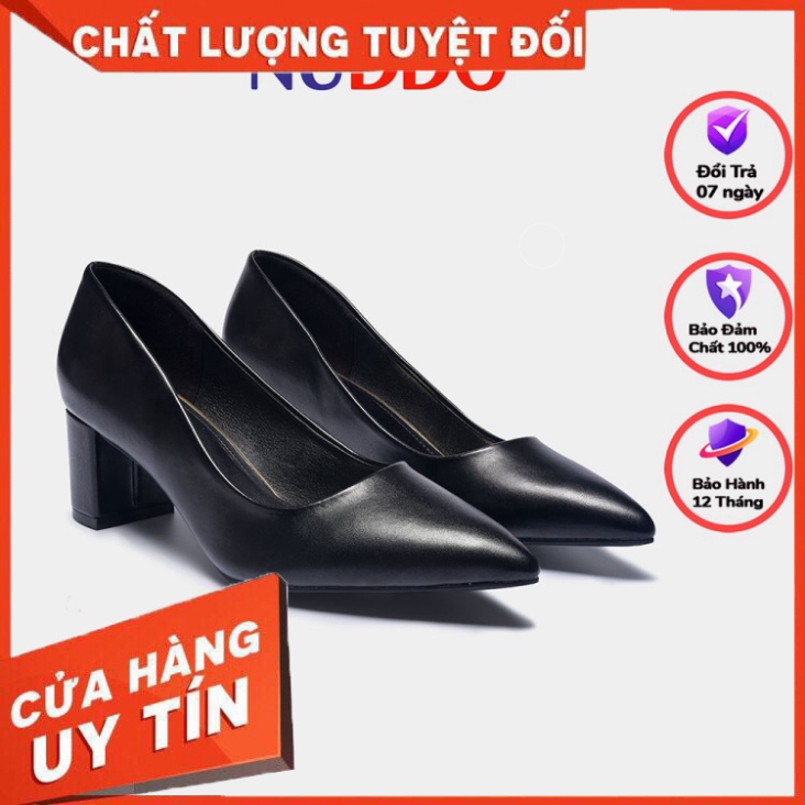 Giày cao gót nữ công sở NUDDO gót vuông 5p da mềm cao cấp - Hàng nhập khẩu