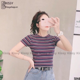 Áo thun gân crotop sọc 32