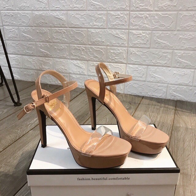 FREESHIP SANDAL CAO GÓT NỮ, SANDAL ĐẾ ĐÚP QUAI TRONG CAO 10P SANG CHẢNH TH36