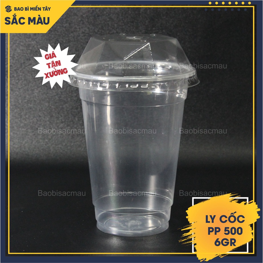Sỉ 50 cốc nhựa/ ly nhựa PP 500ml kèm nắp