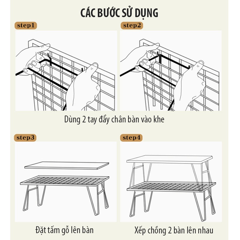 Bàn Dã Ngoại, Kệ Để Đồ Dã Ngoại, Bàn Xếp Du Lịch Cắm Trại Camping - Combo Bàn Thớt