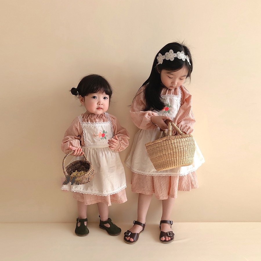 Áo liền thân/ Đầm hai dây phong cách Hàn Quốc thời trang xuân thu cho bé gái