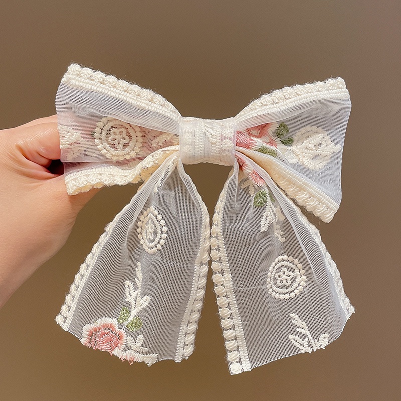 Kẹp Tóc Hình Nơ Phối Ren Thời Trang Xinh Xắn Cho Nữ