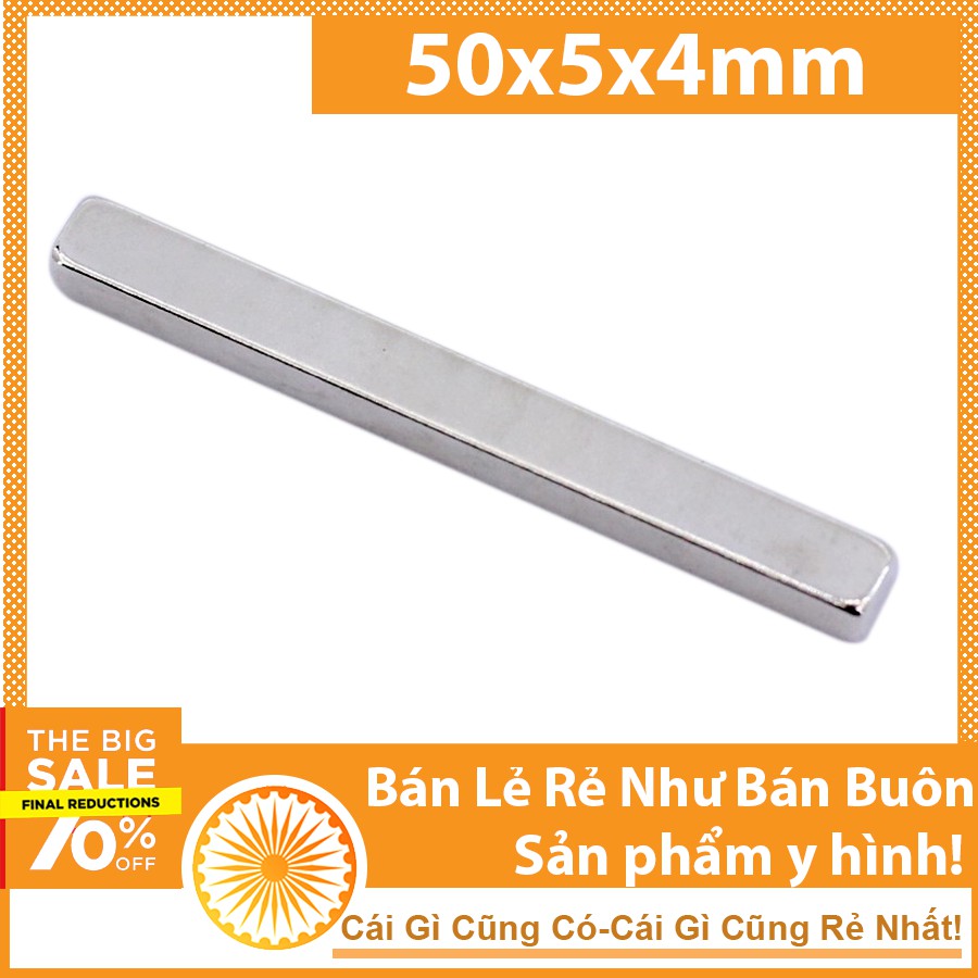 Nam châm chữ nhật 50x5x4mm loại nam châm đất hiếm siêu mạnh