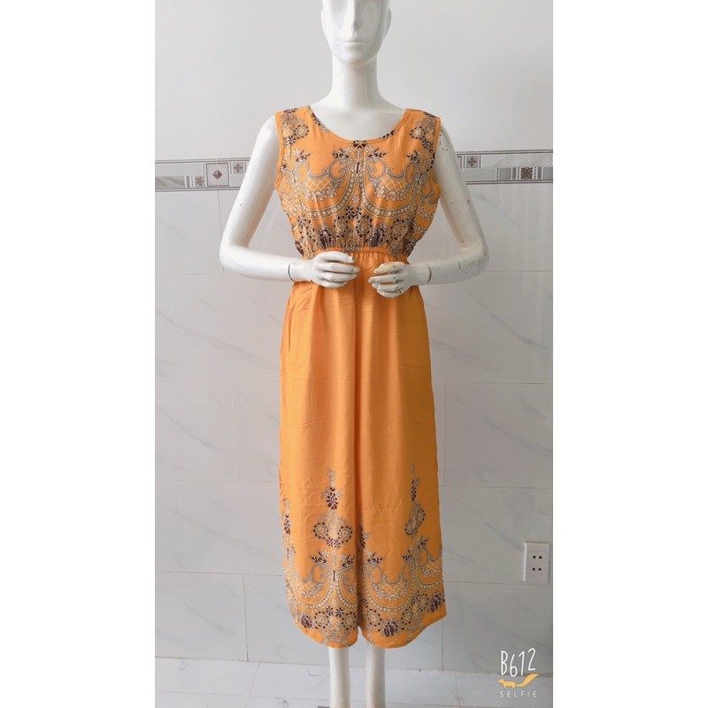 [48-60ký]Đầm maxi xát nách cổ tròn vải tole dáng dài | BigBuy360 - bigbuy360.vn