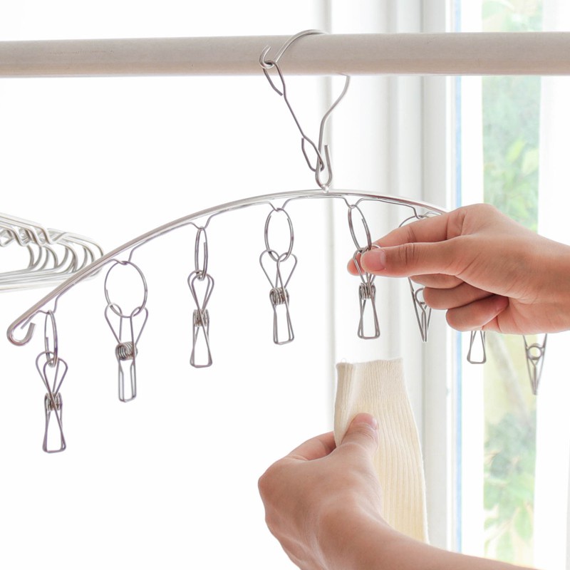 Kẹp Inox treo quần áo em bé, khăn tay, tất vớ, đồ lót chống rơi ngoài gió 10 kẹp MAo1
