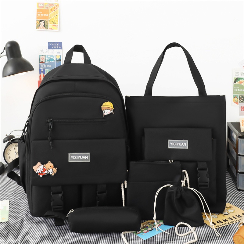 Ba lô học sinh IELGY cỡ lớn màu sắc tương phản phong cách harajuku