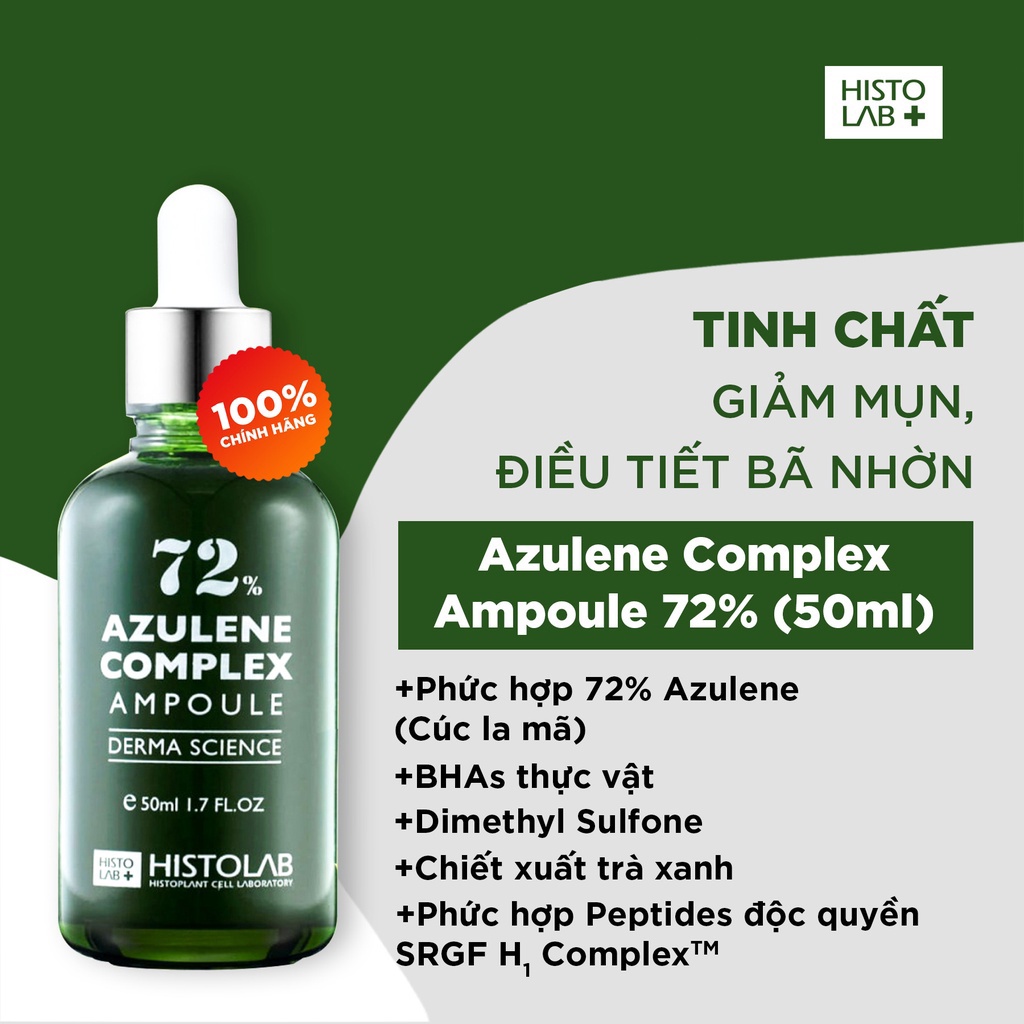 TINH CHẤT SERUM GIẢM MỤN GIẢM NHỜN HISTOLAB 72% AZULENE COMPLEX AMPOULE 30ML BS NGHĨA