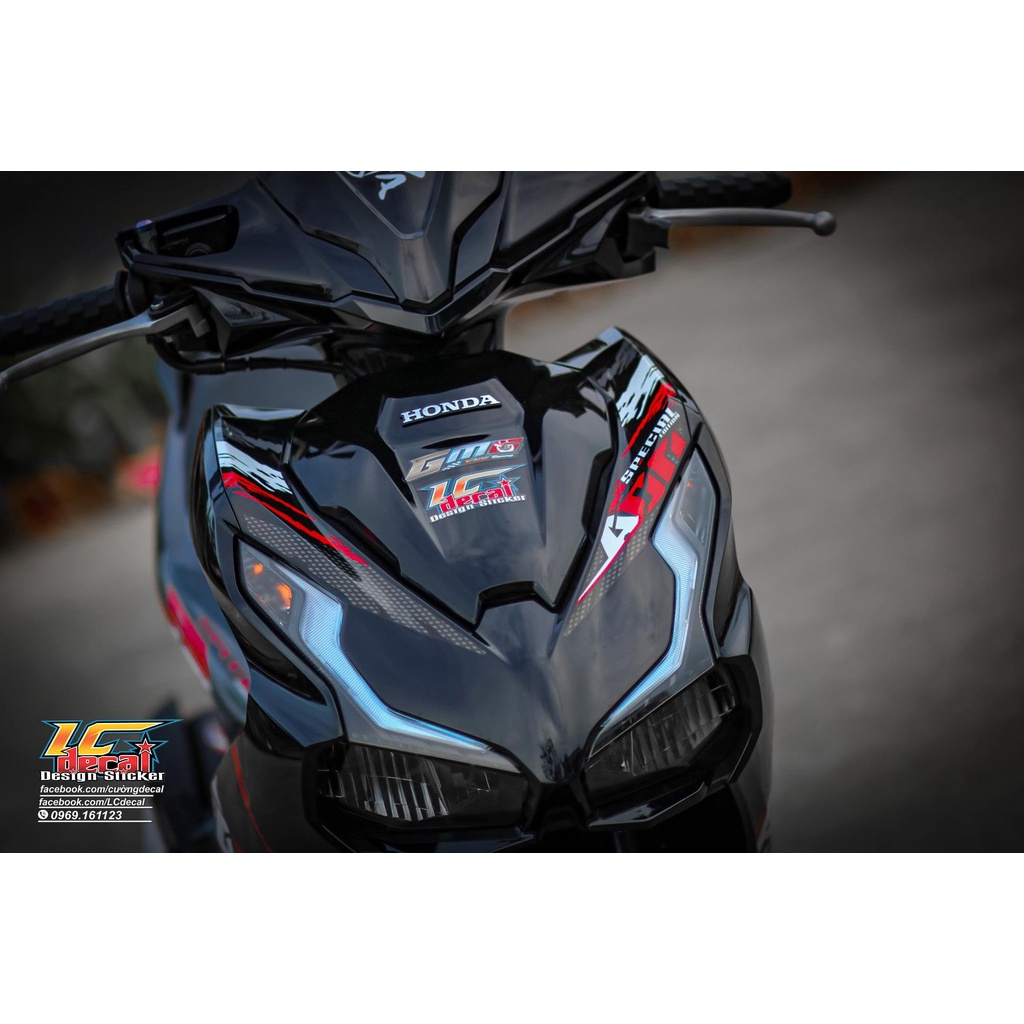 Tem rời xe AirBlade - mẫu Special Edition ADN đỏ dán xe đen - không bay màu