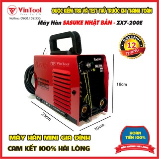 Máy hàn điện tử sasuke zx7-200e mini chính hãng bh 12 tháng- hàn que 2,5ly cả ngày máy vẫn mát
