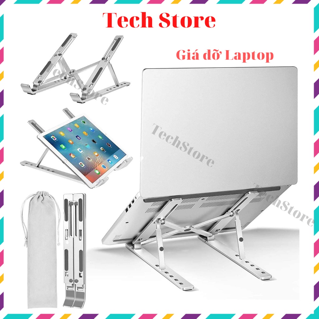 Giá đỡ laptop stand nhôm hỗ trợ tản nhiệt có thể gấp gọn chỉnh độ cao để laptop ipad macbook surface N3